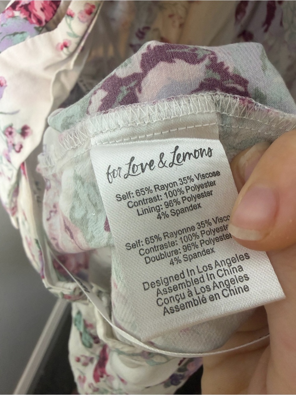 For Love & Lemons White Midi w/ Pink & Purple Floral Print Ruching & Open Back S - Picture 11 of 14